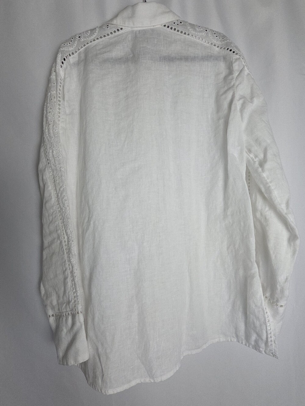 J.Crew Garcon Classic Shirt Women Eyelet Linen White - Size 0 - Picture 8 of 14
